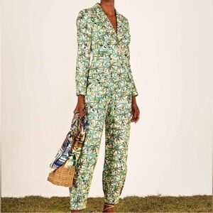 NWT Farm Rio Mini Toucans Tropical Jumpsuit Green Cream Linen Blazer - Large